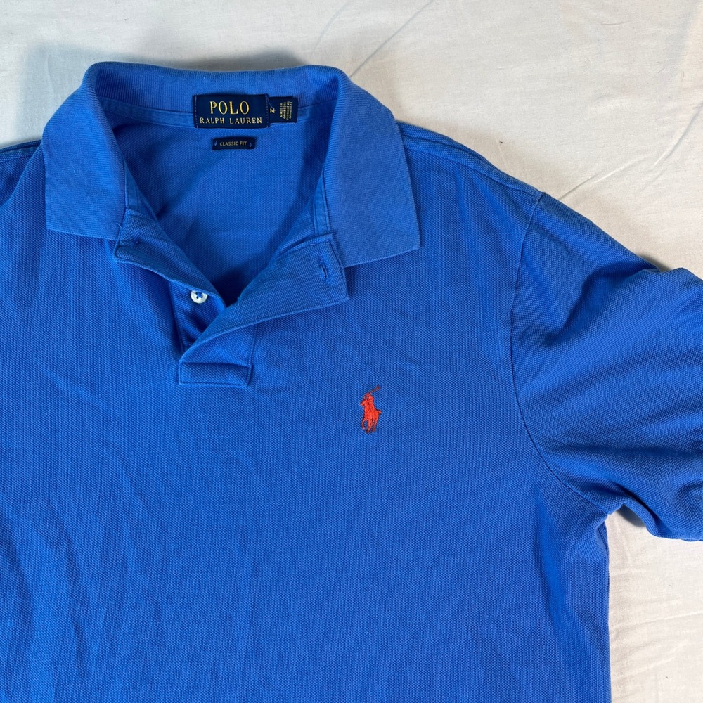 Polo Ralph Lauren Polo Shirt Mens M Blue Excellent Classic Fit Short Sleeve Logo